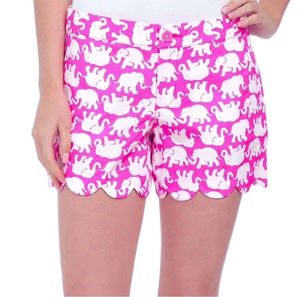 Lilly Pulitzer 2 Pink Elephant Buttercup Short 0549 scallop 100% cotton neon